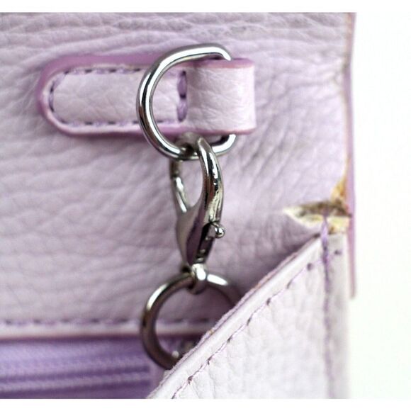 14th & Union PALE PINK GENUINE LEATHER FLAP CHAIN CROSSBODY SHOULDER BAG CLUTCH - Picture 12 of 16